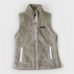 Patagonia Fleece Vest Women Size Medium Beige Sleeveless Full Zip Los Gatos
